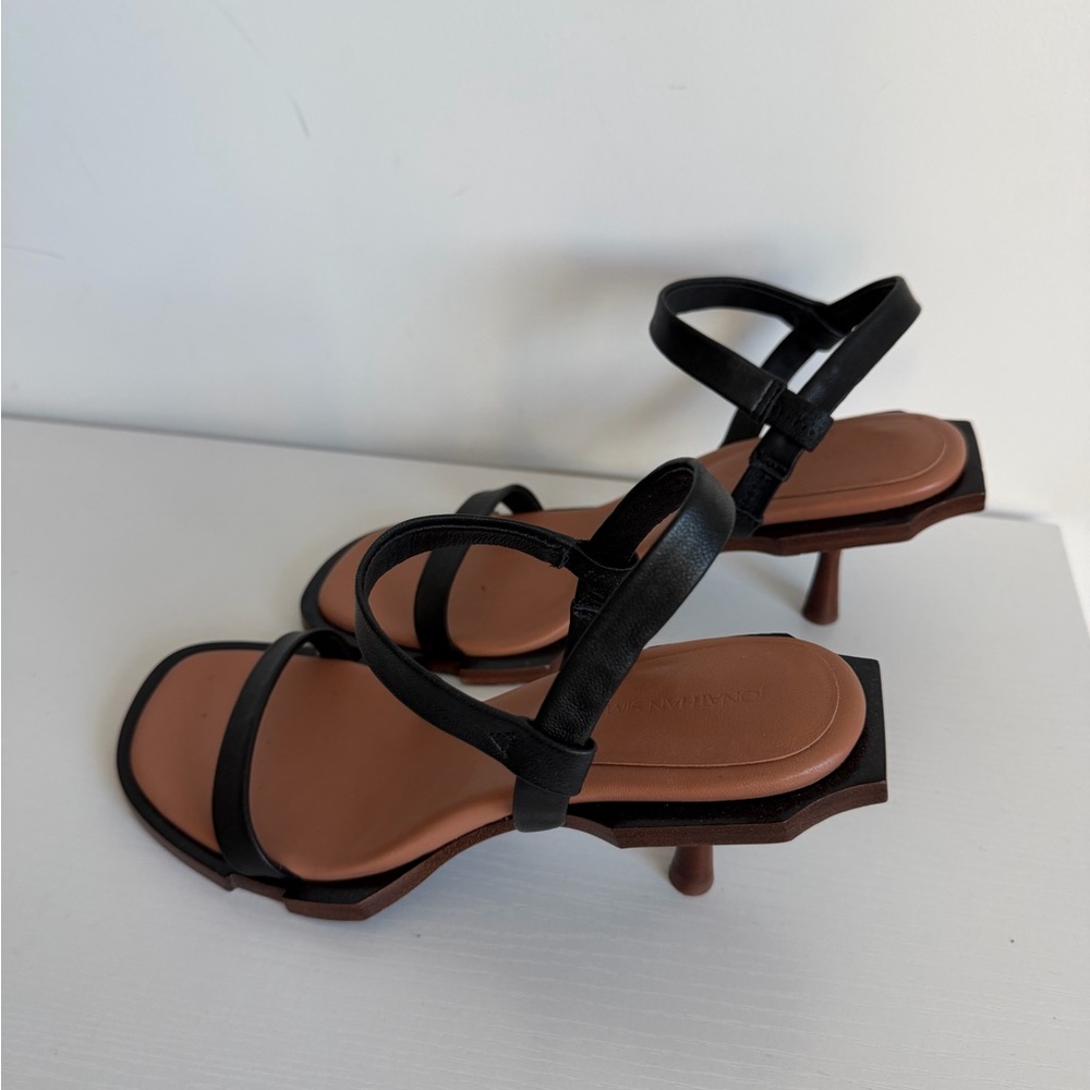 Jonathon Simkhai 37 Roma Icon Leather Sandals Black Leather - Picture 3 of 6